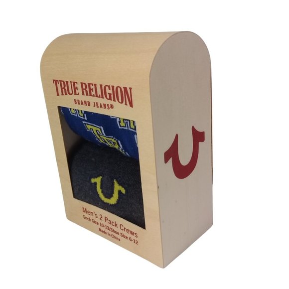 New True Religion Men's Two Pack Crew Socks Shoe Size 6-12 Sock Size 10-… - Picture 6 of 6